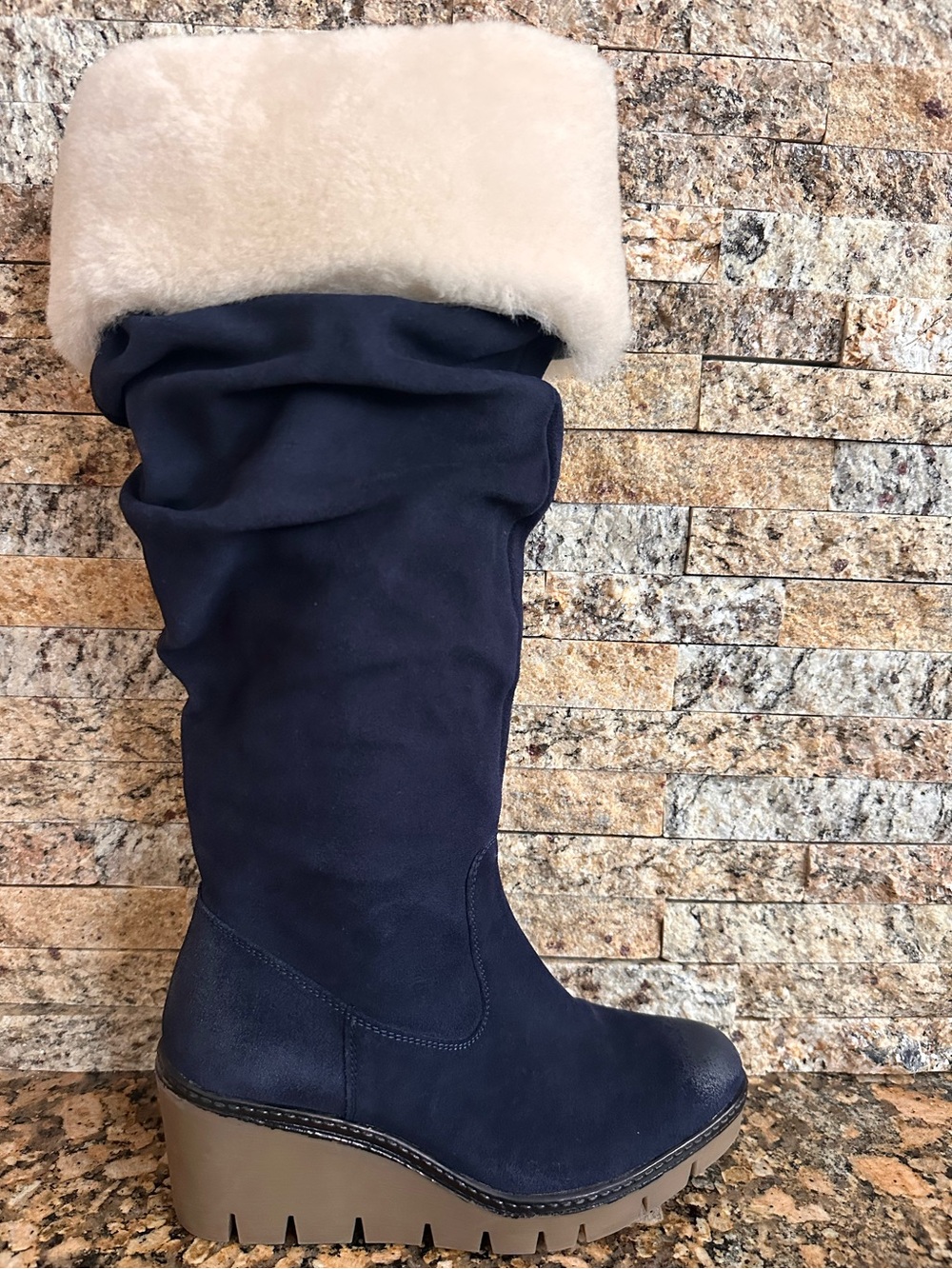Vintage Foundry Co. Arabella Suede & Shearling Wedge Boots – Size US 6.5/ EUR 37